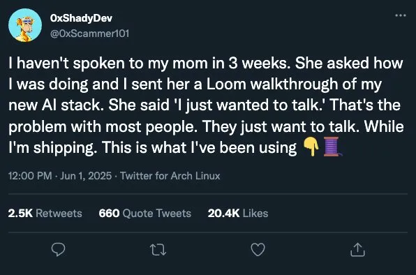 Satirical AI bro tweet